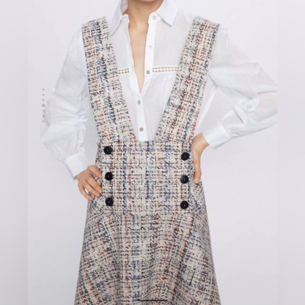 Zara Multicolor Tweed Pinafore Dress